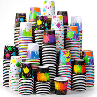 Tiamon 500 Pack 2 Oz Paper Cups, Mini Mouthwash Disposable Bathroom Small Paper Drinking Espresso Cups For Home Office Travel Picnic Party Supplies(Artist Paint)