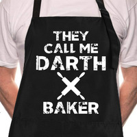 Rosoz Funny Bbq Black Chef Aprons For Men, They Call Me Darth Baker, Adjustable Kitchen Cooking Aprons With Pocket Waterproof Oil Proof Fathers Day/Birthday