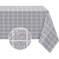 Romanstile Square Plastic Tablecloth, 100% Waterproof Oil-Proof Checkered Pvc Table Cloths, Heavy Duty Vinyl Table Covers For Dining, Camping, Picnic, Outdoor - 60 X 60 Inch, Grey