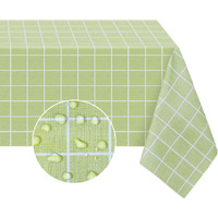Romanstile Rectangle Plastic Tablecloth, 100% Waterproof Oil-Proof Checkered Pvc Table Cloths, Heavy Duty Vinyl Table Covers For Dining, Camping, Picnic, Outdoor - 60 X 84 Inch, Green
