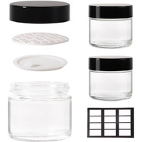 Stellacare 3 Pack 2Oz Glass Jars Round Empty Cosmetic Containers, Refillable Glass Jars With Lids For Face Creams, Lotions, Powders,Salves Ointments,Potravel Storage