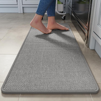 Ydkgl Kitchen Rugs Non Slip Washable, Anti Fatigue Kitchen Mats For Floor, Super Absorbent Oil And Water Linen-Look Woven Kitchen Runner Rug Sink Mat Standing Mat For Kitchen, Gray 17""X47""