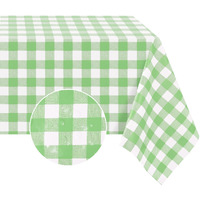 Romanstile Rectangle Vinyl Pvc Tablecloth, 100% Waterproof Buffalo Plaid Plastic Table Cloth, Oil Proof Heavy Duty Wipeable Table Covers For Dining/Camping/Picnic/Outdoor - 54 X 78, Light Green