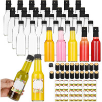 Alotpower 35 Pack Hot Sauce Bottles 5Oz, Empty Clear Glass Woozy Bottles With Leak-Proof Black Screw Caps, Dripper Inserts & Shrink Capsules - Perfect For Homemade Sauces, Oils & Diy Crafts