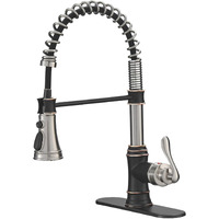 Bwe Kitchen Sink Faucet Pull Down Sprayer Spring 3 Function Kitchen Faucet High Arc Farmhouse Commercial Bar Kitchen Faucets Brushed Nickel With Oil Rubbed Bronze