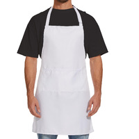 Will Well Kitchen Apron For Men And Women - 33"" X 27"" Oil-And-Water-Resistant With Adjustable Neck Strap And 38"" Waist Ties For A Snug Fit, Lightweight With 2 Front Pockets - 1-Pack, White