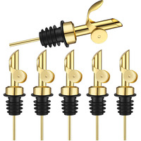 6 Pcs Weighted Stainless Steel Liquor Bottle Pourers Auto Flip Olive Oil Dispenser Spout Balsamic Alcohol Pourer Spouts (Gold)