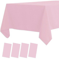 4 Pack Pink Plastic Table Covers - Bbq & Picnic Table Cloths, Oil-Proof, Waterproof, Light Weight, 54 X 108 In