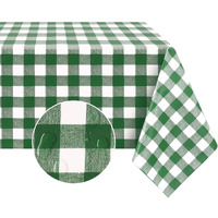 Romanstile Rectangle Vinyl Pvc Tablecloth, 100% Waterproof Buffalo Plaid Plastic Table Cloth, Oil Proof Heavy Duty Wipeable Table Covers For Dining/Camping/Picnic/Outdoor - 60 X 84, Green And White