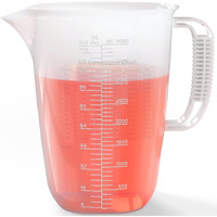 1 Gallon Measuring Pitcher, 134Oz Extra Large Measure Pitcher-Convenient Conversion Chart-Strong Handle, Heat Resistant Plastic 1 Gallon Measuring Container For Pool Chemicals,Motor Oil, Lawn And Cook