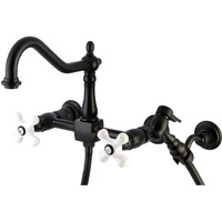 Kingston Brass Ks1245Pxbs Heritage Bridge Kitchen Faucet, 8-1/2"", Oil Rubbed Bronze