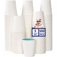 Jolly Chef 500 Count 5 Oz Paper Cups, Disposable Bathroom Mouthwash White Drinking Cups For Home, Office, School, Store Use