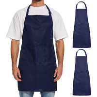 Will Well Kitchen Apron For Men And Women - 33"" X 27"" Oil-And-Water-Resistant With Adjustable Neck Strap And 38"" Waist Ties For A Snug Fit, Lightweight With 2 Front Pockets - 2-Pack, Navy