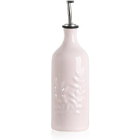 Sweejar Ceramic Olive Oil Dispenser Bottle, 20 Oz Relief Opaque Oil Cruet Protects To Reduce Oxidation, Suitable For Storage Vinegar, Soy Sauce,Liquids,Set Of 1 (Rose Pink)