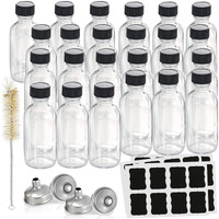 Hadatido 24Pack 4Oz Glass Bottles With Caps,Wellness Shot Jar Sample Bottles For Bourbon Whiskey,Liquor,Potion,Oils,Vanilla Extract,Tincture,Hot Sauce,Syrup,Juice,With Funnels,Labels,Brush,No Leakag