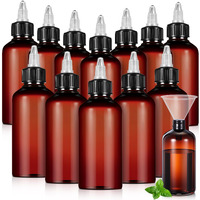 Barydat 12 Pcs Applicator Bottles For Hair, Squeeze Hair Oil Applicator Bottle Refillable Empty Plastic Bottles, Twist Cap With Open Close Nozzle And 2 Funnels (8 Oz,Brown)