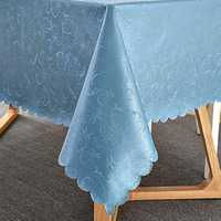 Romanstile Rectangle Vinyl Tablecloth,100% Waterproof Heavy Duty Oil Spill Proof Stain Resistant Plastic Pu Table Cover With Flannel Backing For Kitchen, Dining (Flower Blue, 54 X 78)