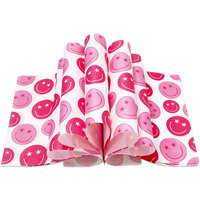 Jarthenaamcs 150Pcs Preppy Wax Paper Pink Smile Face Deli Paper Sandwich Wrap Paper Tissue Waterproof Oil-Proof Picnic Liners For Party Kitchen Supplies, 9.8 X 8.3 Inch