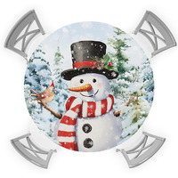 Ewdewwo Christmas Elastic Round Tablecloth, Snowman Snowflake Forest Winter Xmas Fitted Tablecloths For Round Table Oil-Proof Waterproof Table Cloth (Fit For 45"" - 54"" Round Tables)