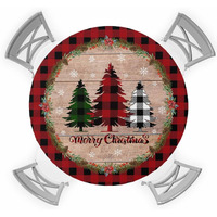Ewdewwo Christmas Elastic Round Tablecloth, Christmas Tree Red Buffalo Plaid Xmas Snowflake Fitted Tablecloths For Round Table Oil-Proof Waterproof Table Cloth (Fit For 45"" - 54"" Round Tables)