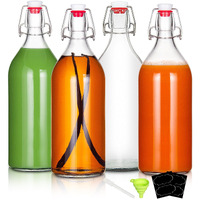 Yeboda 32Oz Swing Top Bottles -Glass Beer Bottle With Airtight Rubber Seal Flip Caps For Home Brewing Kombucha,Beverages,Oil,Vinegar,Water,Soda,Kefir (4 Pack)