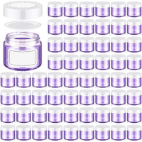 Layhit 2 Oz Amber Jars With Lids, Empty Round Cosmetic Jars Travel Storage Jar With Inner Liners White Labels For Scrubs, Lotions, Cosmetic,Spice,Powder And Ointments(Purple, White Lid)