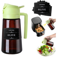 Lakumiqi 2-In-1 Glass Oil Dispenser & Sprayer - 16Oz/470Ml Leakproof Olive Oil Sprayer Bottle For Cooking, Air Fryer, Bbq, Baking, Salad (Green)