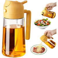 Sweet View Oil Sprayer For Cooking, 16Oz/470Ml 2 In 1 Glass Olive Oil Sprayr & Pourer For Kitchen, Air Fryer, Cooking, Salad, Bbq (Yellow)