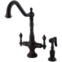 Kingston Brass Ks1775Albs Heritage Single-Handle Kitchen Faucet, Oil-Rubbed Bronze, 8-1/4  In. Spout Reach