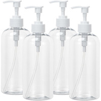 Yebeauty Plastic Pump Bottle, 4 Pack 17Oz/500Ml Stylish Shampoo Bottles Refillable Hand Soap Dish Soap Dispenser With Press For Massage Oil, Liquid Hand, Clear