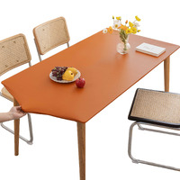 Huierxun Pu Stretch Fitted Rectangle Tablecloth With Elastic Edge 35 X 55 Inch Waterproof Oil Proof Table Cloth Wipeable Table Cover For Indoor Outdoor Furniture Protect (Orange,35""X55"")