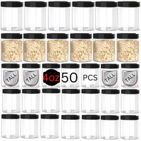 Zavbe 4Oz Plastic Containers With Lids 50 Pack Bpa Free, Clear Empty Refillable Round Sugar Scrub Small 4 Oz Plastic Jars With Lids For Cosmetics, Lotions, Body Butters, Liquid Slime & Beauty Products