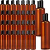 Mimorou 30 Pieces 6.8 Oz Amber Empty Plastic Bottles Squeeze Refillable Containers With Flip Cap Empty Travel Squeeze Bottle For Lotions Liquid Body Soap Conditioner Creams