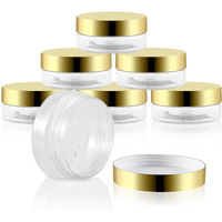 Entjor 36 Pack 2 Oz Plastic Containers With Gold Lids,Small Clear Empty Bpa Free And Refillable Cosmetic Jars Travel Containers For Creams, Lotion, Bath Salts, Sugar Scrub, Slime, Lip Scrub, Makeup