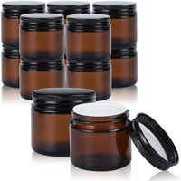 Ramfiyn 4Oz Amber Glass Jars With Lids - 12 Pack Cosmetic Containers For Travel, Lotion, Cream