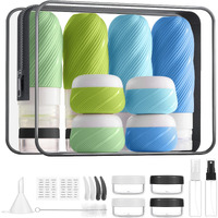 23 Pack Tsa Approved Travel Bottles For Toiletries, Leak Proof Refillable Travel Size Containers Kit With Silicone Squeezable Bottles Jars For Shampoo Lotion Conditioner, In Clear Bag, Blue