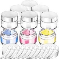 Motbach 6 Pack 1Oz Glass Jars With Lids, 1Ounce Small Glass Containers With Lids And Inner Liners, 30Ml Clear Round Jars Travel Toiletries With Spatula For Makeup Cosmetic Powder Lipbalm Cream Lotion