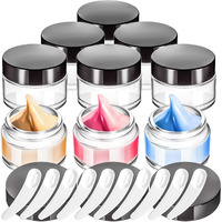 Motbach 6 Pack 1Oz Glass Jars With Lids, 1Ounce Small Glass Containers With Lids And Inner Liners, 30Ml Clear Round Jars Travel Toiletries With Spatula For Makeup Cosmetic Salve Lipbalm Cream Lotion