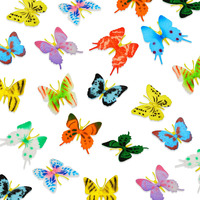 Canlierr 24 Pcs Plastic Butterflies Toy Vbs 2025 Decorations Butterflies Action Figures Art Lifelike Butterfly Decoration Removable Reusable For Party Favor Wall Decor, 12 Styles