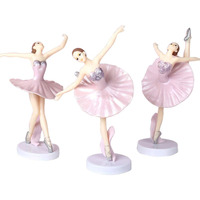 Hystyle 3 Pcs Pink Dancing Ballerina Girl Figurine, Miniature Ballerina Girl Figure Collection Playset Doll Toy, Ballerina Girl Cake Topper, Ballerina Girl Plant Pot Craft Dollhouse Cake Decoration
