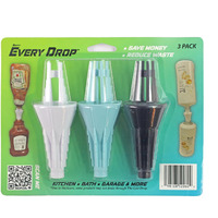 Jck Innovations Every Drop 3 Pack Universal Bottle Emptying Kit Transfer Connector For Soap, Lotion, Shampoo, Conditioner, And Kitchen Condiments, Mess Free Leak Proof Funnel Coupler