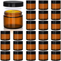 Upbud Amber 2Oz Glass Jars With Lids - 24 Pack Leakproof Small Cosmetic Containers With Inner Liners, Wide-Round Smooth Mouth, Sealable For Creams, Lotions, Essential Oils, Body Butter, Travel Samples