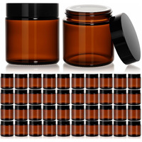 40 Pack 4 Oz Amber Glass Jars With Lids - Small Cosmetic Containers With Inner Liners - Reusable Airtight Jars For Lotion, Cream, Bath Salts, Essential Oils