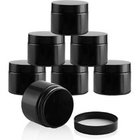 Entjor 24 Pack 8 Oz Plastic Containers With Black Lids, Empty Bpa Free And Refillable Cosmetic Jars Travel Containers For Creams, Lotion, Bath Salts, Sugar Scrub, Slime, Lip Scrub, Makeup