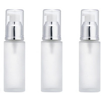 3Pcs 30Ml/1Oz Empty Refillable Clear Frosted Glass Cosmetic Lotion Bottle Travel Toiletries Container Pump Dispenser Vials Pot Jars For Cream Foundation Emulsion Essencial Oil