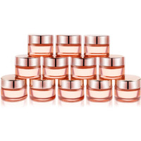 Cositina 12 Pack 1Oz Pink Glass Jars,Empty Round Storage Travel Containers With Rose-Golden Lids & Inner Liners,Refillable Cosmetic Vials For Moisturizer,Creams,Salve, Lotion