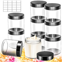 Motbach 10 Pack 8Oz Plastic Jars With Lids, 240Ml Round Clear Cosmetic Containers Makeup Jars,Travel Size Containers Jar For Lotion Cream Eyeshadow Sample Ointment Salve Balm Powder Travel Storage