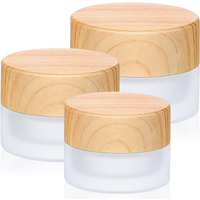 Geiserailie Glass Cosmetic Containers Empty Sample Jars With Leak Proof Lids Makeup Sample Containers For Lotion Cream Cosmetic (3 Pieces,50,30,15 Gram)
