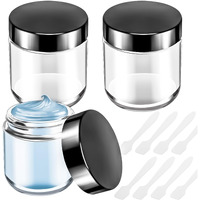 Motbach 3 Pack 4Oz Glass Jars With Lids, 4Ounce Small Glass Containers With Lids And Inner Liners, 120Ml Clear Round Jars Travel Toiletries With Spatula For Makeup Cosmetic Sample Lipbalm Cream Lotion