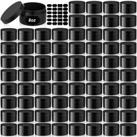 Dandat 72 Pcs 8 Oz Pet Loose Powder Containers Plastic Jars With Lid And Label, Leak Proof Empty Cosmetic Jars For Lotion, Cream, Gel, Powder - Refillable Travel Storage Containers(Black)